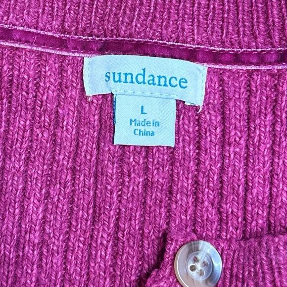 Sundance Birdie Ribbed Henley Sweater Large Berry Pink Soft Silk Winter Casual - Picture 6 of 7